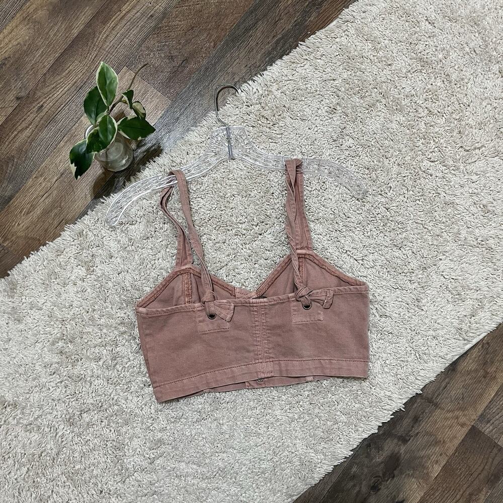 American Eagle Size 2 Pink Denim Button Front Cropped Tank Top - Picture 4 of 5